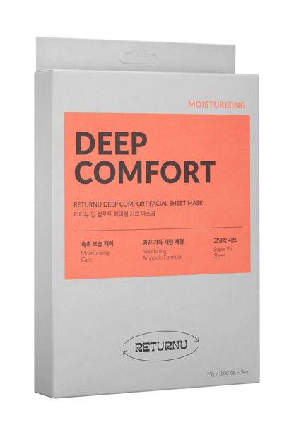 RETURNU Deep Comfort Facial Sheet Mask 1Box (5 sheets)
